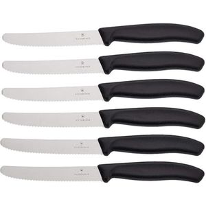 Victorinox Swiss Classic Set van 6 tomatenmessen met 11 cm lemmet van roestvrij staal, zwart, 30 x 5 x 5 cm