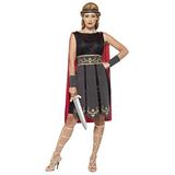 Smiffys 45496M Romeinse krijger kostuum dames jurk met cape mouwen en hoofdband maat 40-42 zwart