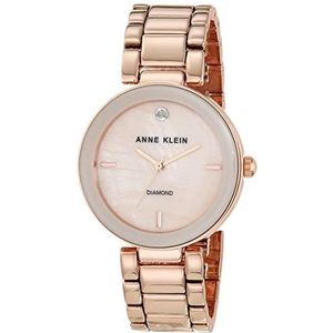 ANNE KLEIN Dameshorloge met echte diamanten wijzerplaat, Roségoud/roze, Armband