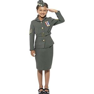 Smiffy's Leger 2e wereldoorlog meisje kaki groen met jas rok riem 10-12 jaar kaki groen