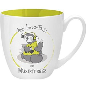 Gruss & Co 45517 anti-stress mok voor muziekfreaks, 45 cl, geschenk, New Bone China, geel, 9,5 cm