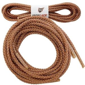 IRONLACE Klassieke enkelveters van 100% geavanceerde para-aramidevezel, 1 paar, bruin of zwart, verschillende lengtes – bruin – 160 cm