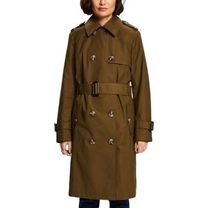 ESPRIT Trenchcoat met dubbele rij knopen en riem, 350 / kaki groen