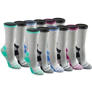 Dickies Dritech Advanced Moisture Wicking Crew Sock (6/12 Packs), Grey (12), Schoenmaat: 6-9