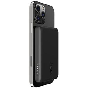 Belkin Externe magnetische draadloze batterij 2.5K (MagSafe-compatibele draagbare lader voor iPhone 14, 13, 12 snel opladen kleine capaciteit Compact Mini 2.500 mAh) - Zwart