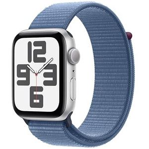 Apple Watch SE (2e generatie, 2023) (44 mm GPS) Smartwatch met zilveren aluminium behuizing en sportgesp winterblauw Fitness- en slaapmonitoring, retina-display, koolstofneutraal