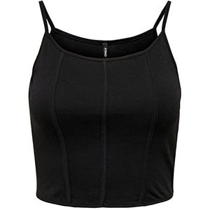 ONLY Onlnew Kira S/L Box JRS Top pour femme, Noir/détail : corset, M