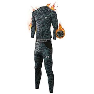 MEETYOO Thermo-ondergoedset voor heren, sneldrogend, lang ondergoed, compressie-jumpsuit voor training, skiën, hardlopen, wandelen, Blauw