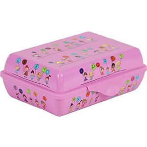Rotho Creative Vesperbox 0,9 l met motief meisje van kunststof (PP), BPA-vrij, roze, 0,9 l (18,0 x 13,0 x 6,0 cm)