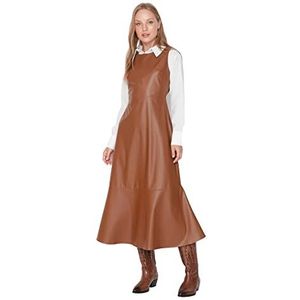Trendyol Dames standaard geweven maxi-jurk, bruin, 70, Bruin