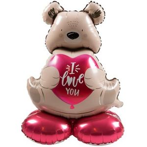 Folat 63795 Ballon décoratif romantique debout en aluminium Ombre marron I Love You - 66 cm pour mariage, Saint-Valentin ou fête des mères, multicolore