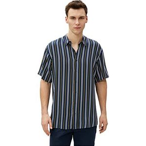 Koton T-shirt à manches courtes classique boutonné pour homme, marine stripe (7s2), M