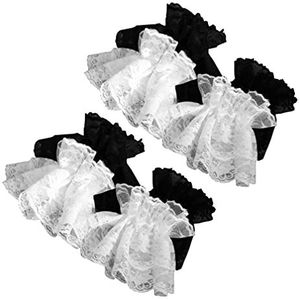 Amosfun Lolita kanten manchetten voor pols, valse mouwen, handboeien, voor bruiloft, feest, verschillende kleuren, 10 x 10 cm, agarhout, kant, 2 paar, agarhout, kant