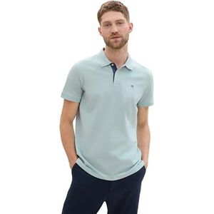 TOM TAILOR 1031006 Basic Piqué poloshirt met opdruk voor heren (1 stuk), 31367 - Dusty Mint Blue Melange