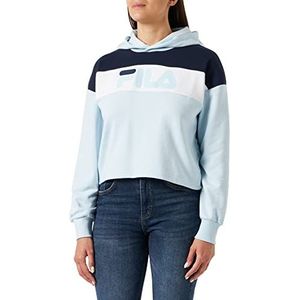 FILA Sunderdek Blokked Cropped Hoodie voor dames, Omphalodes-zwart iris-helder wit