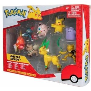Bandai - Pokémon - 8 Battle-figuren - Pikachu, Rondoudou (Jigglypuff), Rocabot (Rockruff), Abra, Farfuret (Sneasel), Metamorph (Ditto), Phyllali (Leafeon) en Magicarpe (Magikarp) - JW2686