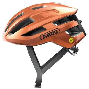 ABUS PowerDome MIPS Racefietshelm, lichte fietshelm met intelligent ventilatiesysteem en schokbescherming, gemaakt in Italië, voor dames en heren, oranje, maat M