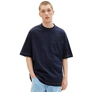 TOM TAILOR Denim 1036447 oversized T-shirt met borstzak voor heren (1 stuk), 10668 - Sky Captain Blue