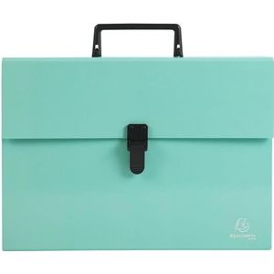 Exacompta - Ref. 56763E - Karton met 4 koffersorteerders met Aquarel handvat - meerkleurige versterkte balgen - clipsluiting - 18 vakken - afmetingen 32x24 cm - voor A4 - pastelgroen