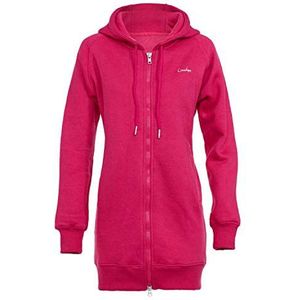 WINSHAPE Winshape J006 J006 lange en behaaglijke capuchonjas met ritssluiting, 2-weg sweatshirt met capuchon voor dames, Donker roze