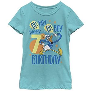 Disney Donald Duck Happy 7th Birthday Oh Boy Oh Boy Oh Boy Girls T-shirt, Tahiti blauw, XS, Tahiti Blauw