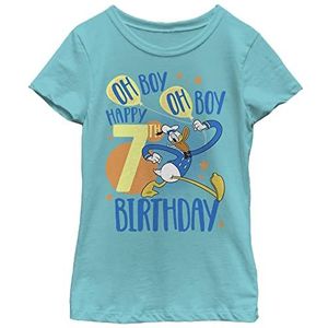 Disney Donald Duck Happy 7th Birthday Oh Boy Oh Boy Oh Boy Girls T-shirt, Tahitiblauw, XS, Tahiti-blauw