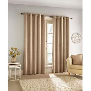 Enhanced Living Savoy Gordijn met ogen, chenille, velours, 100% ondoorzichtig, 229 x 274 cm, zandkleurig