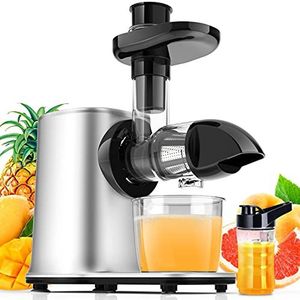 Slow Juicer Sapcentrifuge Groente en fruit met 2 snelheden, omkeerfunctie, sapkan & reinigingsborstel (herbruikbaar