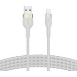 Belkin BoostCharge Pro Flex gevlochten USB type A naar Lightning kabel (2 m), MFi-gecertificeerde oplaadkabel voor iPhone 14/14 Plus, 13, 12, Pro, Max, Mini, SE, iPad en meer, wit