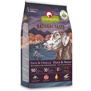 GranataPet Natural Taste Eend & Forel, 4 kg, droogvoer voor honden, graanvrij en suikervrij, compleet voer voor volwassen honden