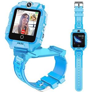 T10 Smartwatch voor kinderen met GPS-tracker, 4G-video en telefoongesprek met 360° rotatie, GPS-horloge voor kinderen van 4 tot 12 jaar en verjaardagscadeau (blauw T10)