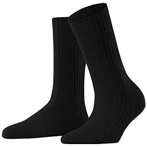 FALKE Cosy Wool Boot-sokken voor dames, ademend, klimaatregulerend, geurremmend, wol, viscose, kasjmier, geribbeld, warm, platte teennaad voor dagelijks gebruik, werk, 1 paar, Zwart 3009