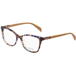 TOUS Damesbril, glanzend blauw patroon bruin, 52, Shiny Blue Patroon Bruin