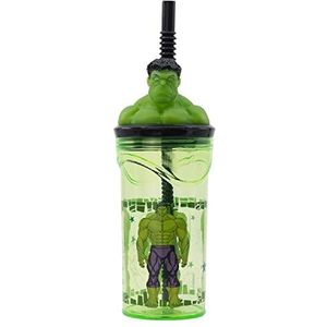 ALMACENESADAN 2064 - Avengers onoverwinnelijke kracht Hulk figrua glas, herbruikbaar product, BPA-vrij, 360 ml