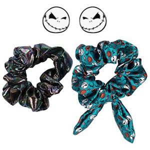 DISNEY The Nightmare Before Christmas scrunchie en oorbellen, 2-delig, blauw en zwart, één maat, zink, zonder edelsteen, Zink, Zonder edelsteen