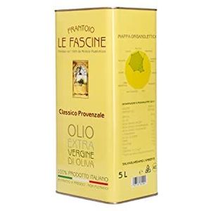 Le Fascine Extra inheemse olijfolie, 100% Italiaanse pugliese, gemaakt van olijven van Provençaalse olijven (doos met 5 liter)