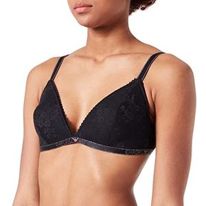 Emporio Armani Women's all Over Embroidery Dentelle Soutien-gorge Triangle rembourré Femme, Black/Flower Garden, S