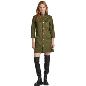 G-STAR RAW Shirt jurk casual jurk dames, Groen (Shadow Olive D24745-868-b230)