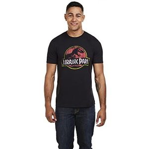 Jurassic Park Heren T-shirt met antiek logo, Zwart