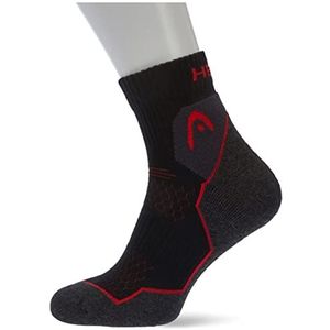 HEAD Unisex vierkante sokken, zwart/rood, 39 EU, Zwart/Rood