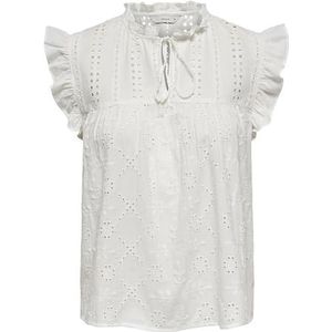 ONLY Onlreva Life S/L Emb Top Wvn Noos Damesblouse, Wit