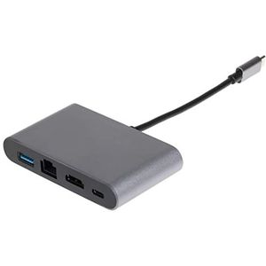 Nikkai USB Type-C naar USB A 3.0 / HDMI / RJ45 / USB-C docking station zilver