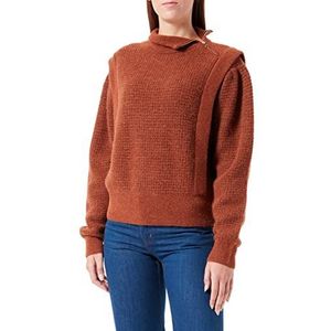 BOSS Dames C Farmenia Pullover Regular Fit met ritssluiting en elegante structuur, middenbruin, XL, Medium bruin