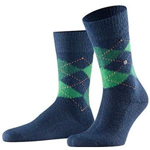 Burlington Preston dikke sokken platte naad geen druk op de tenen fancy patroon kleurrijk mode argyle one size cadeau idee zacht fijn garen 1 paar, Blauw (Navy 6187)