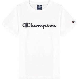 Champion Legacy American Classics Logo S/S T-shirt voor jongens, Wit.