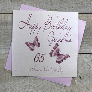 WHITE COTTON CARDS Wenskaart voor de 65e verjaardag ""Happy Grandma"", handgemaakt, 165 cm, wit