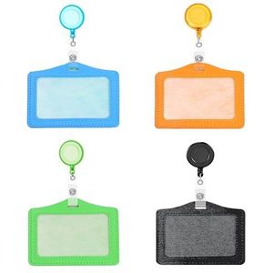 Vhger Set van 4 kleurrijke PU-leren badgehouders met jojo voor identiteitskaart, studentenkaart, rijkaart, kantoorkaart (4 kleuren)