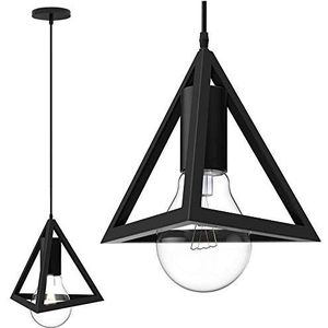 Bakaji Staande lamp piramide 18cm metaal modern design E27 fitting Max 40W verlichting huisdecoratie met montageset (zwart)