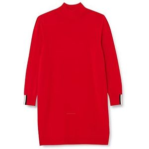 BOSS Dames C Fuenta jurk pullover relaxed fit van katoen en scheerwol, Helder rood