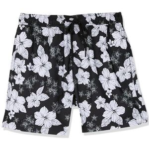 Amazon Essentials Sneldrogende zwembroek voor heren, 17,8 cm, hibiscusbloesem, zwart, maat XXL